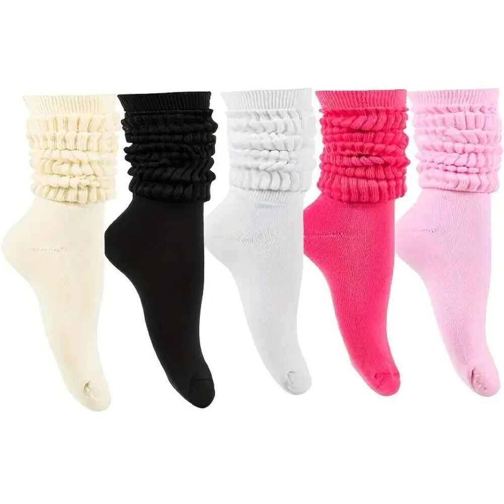 5 Pairs Women's Slouch Socks Colorful Cute Knit Stacked Cozy Socks Fairy Maiden